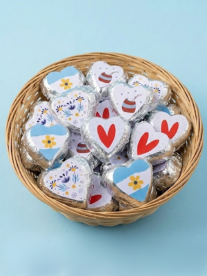Canasta de corazoncitos con dulce de leche x30